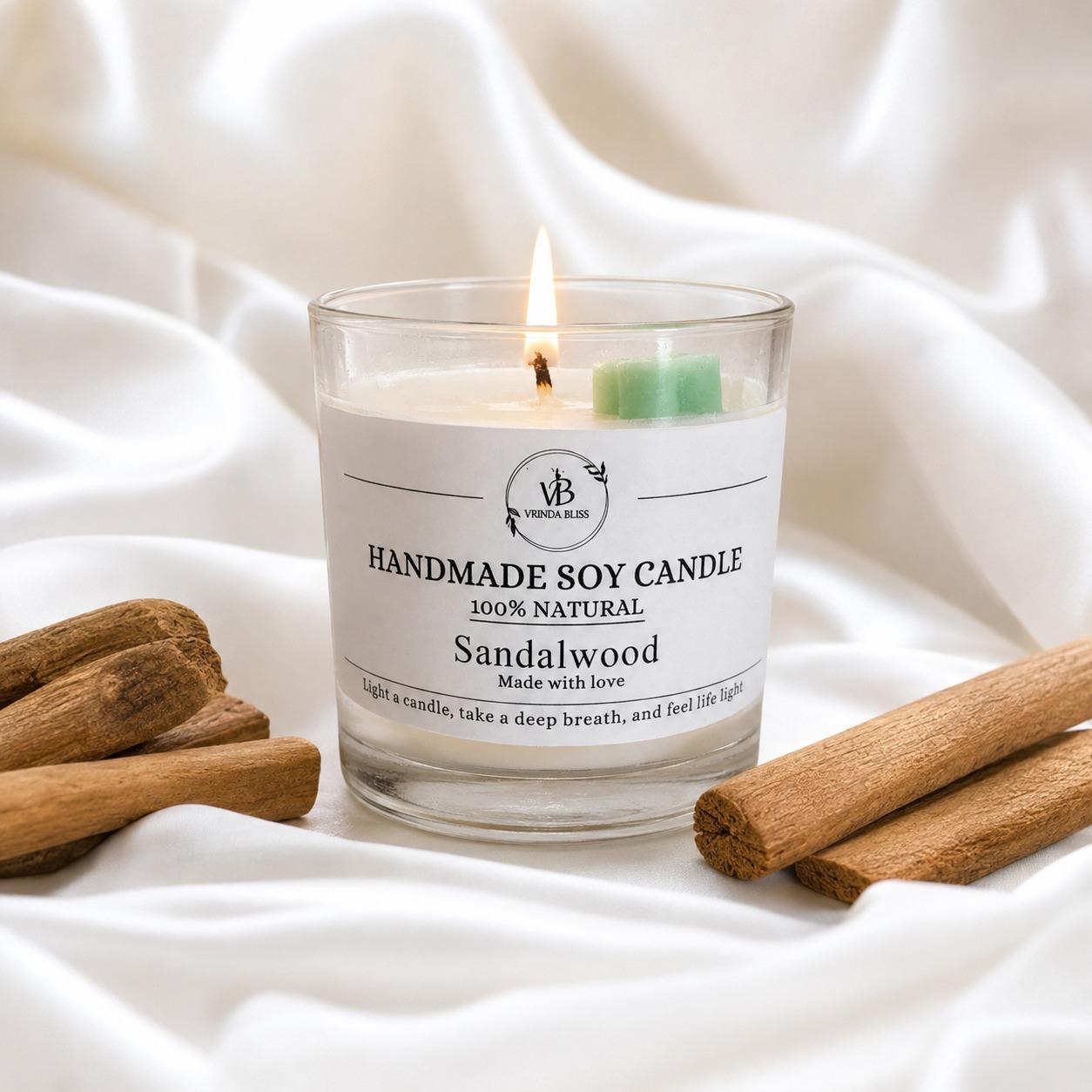 Sandalwood Scented Small Glass Jar - Image 1